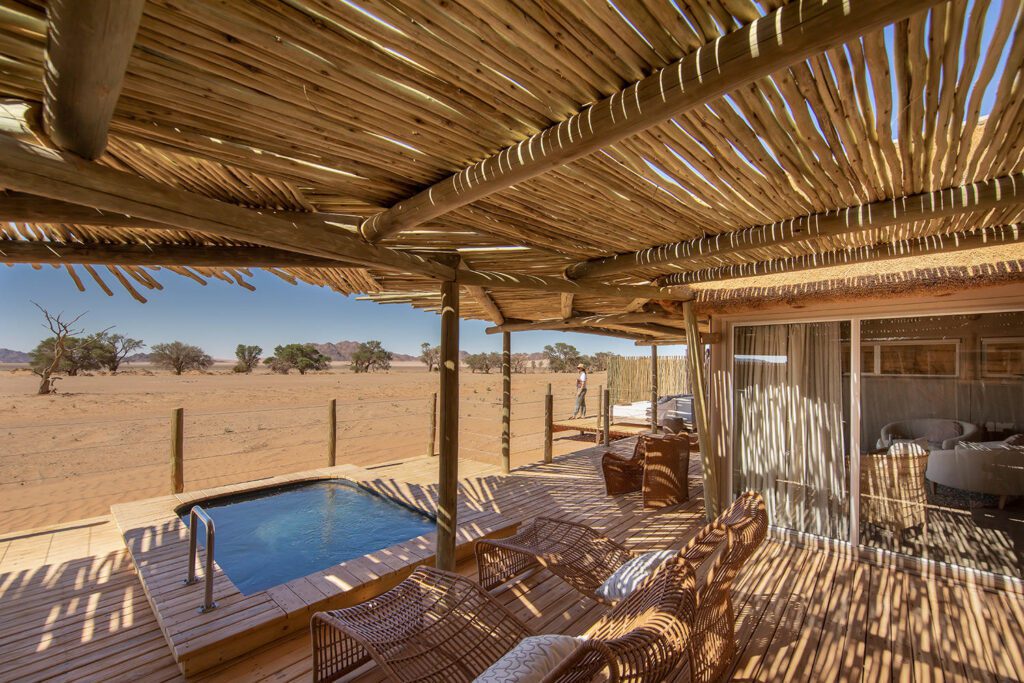 Terrasse, Little Kulala, Sossusvlei, Namibie © Little Kulala / Sossusvlei