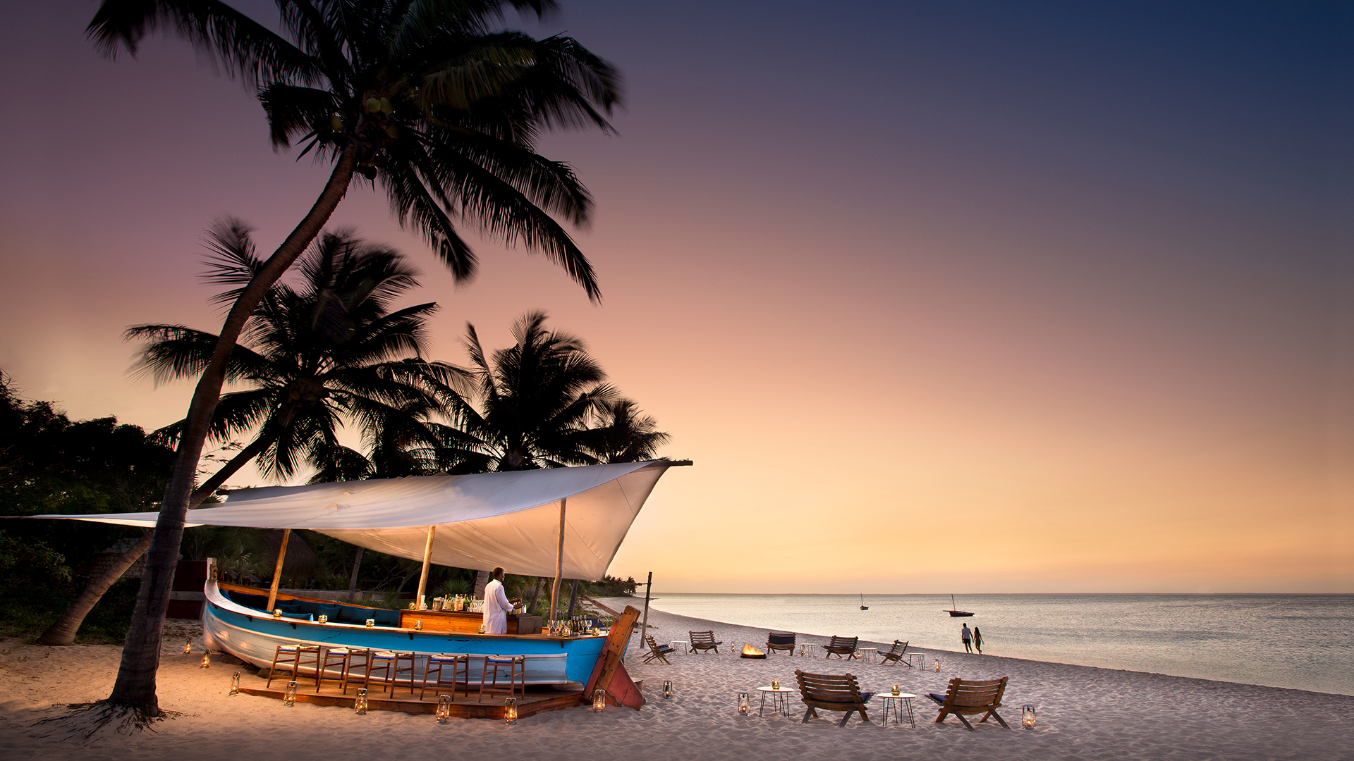 Le Dhow bar installé sur un ancien boutre, &Beyond Benguerra Island, Mozambique © &Beyond