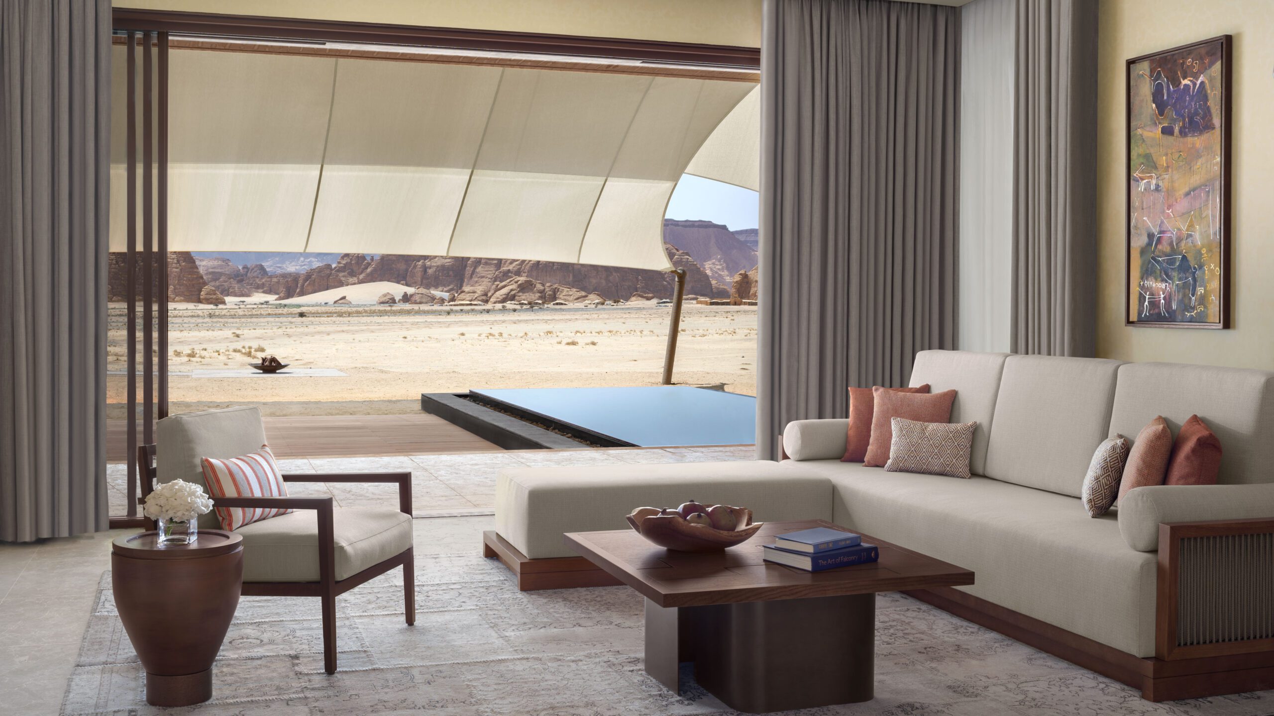 Salon, Three Bedroom Villa, Banyan Tree AlUla, Arabie Saoudite © Banyan Tree