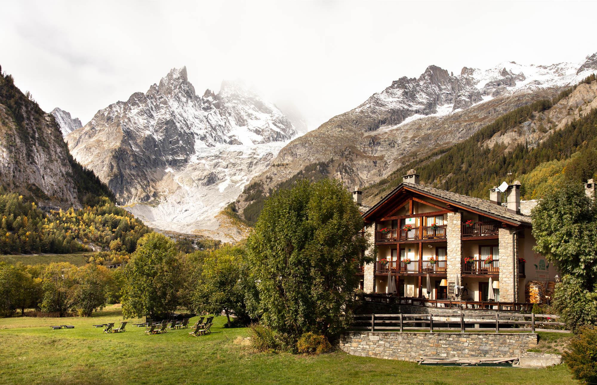 Vue sur le Mont Blanc, Auberge de la Maison, Courmayeur, Italie © Auberge de La Maison