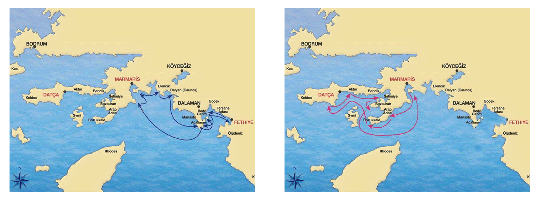 Propositions d'itinéraires de croisière sur la goëlette Denir Deniz, Marmaris, Turquie © Denir Deniz