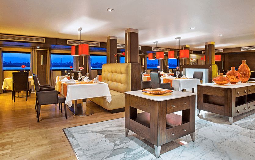 Restaurant, Oberoi Zahra, croisière sur le Nil, Égypte © Oberoi Hotels & Spas