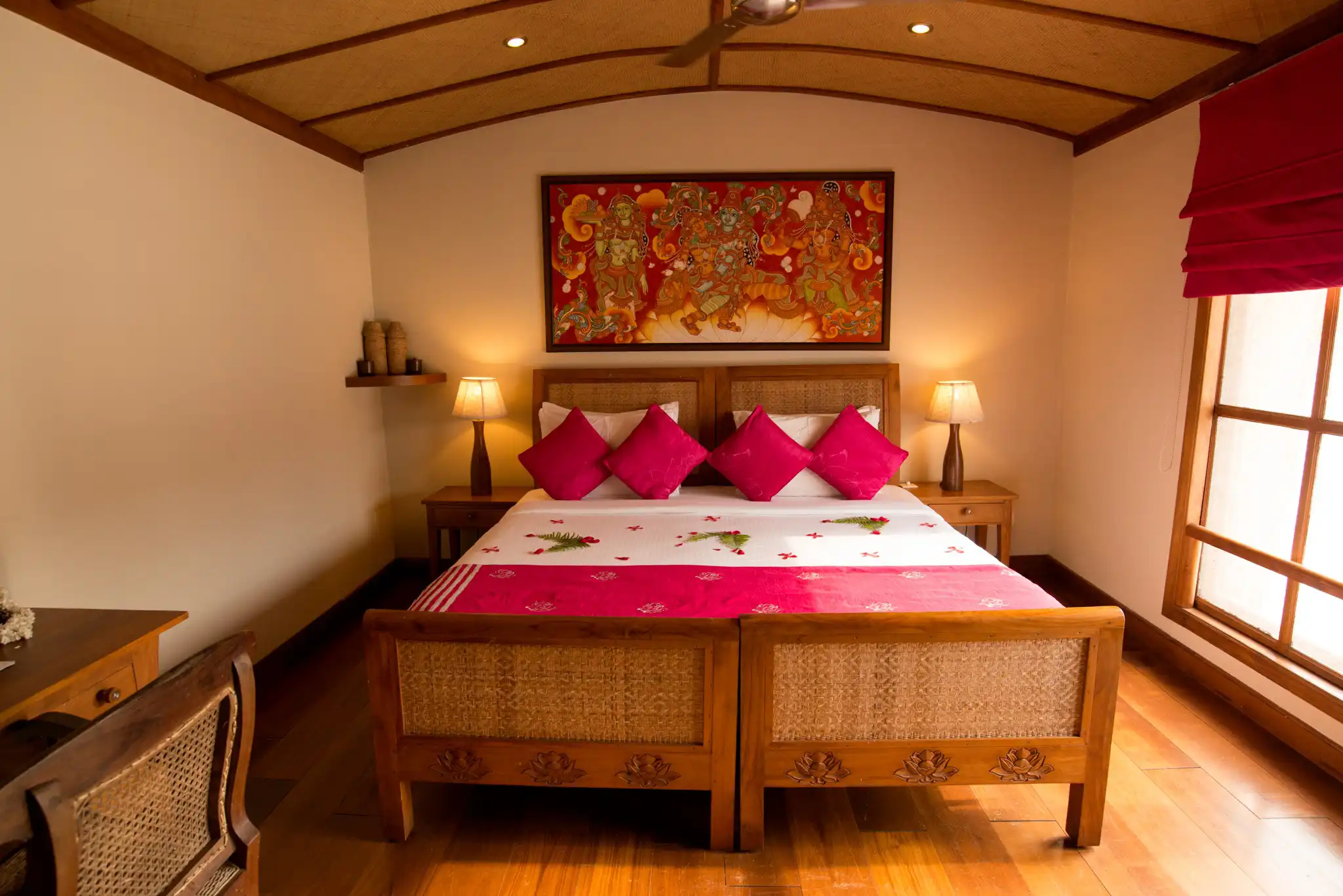 Chambre, Lotus Houseboat, Kerala, Inde du Sud © ABChapri Retreats