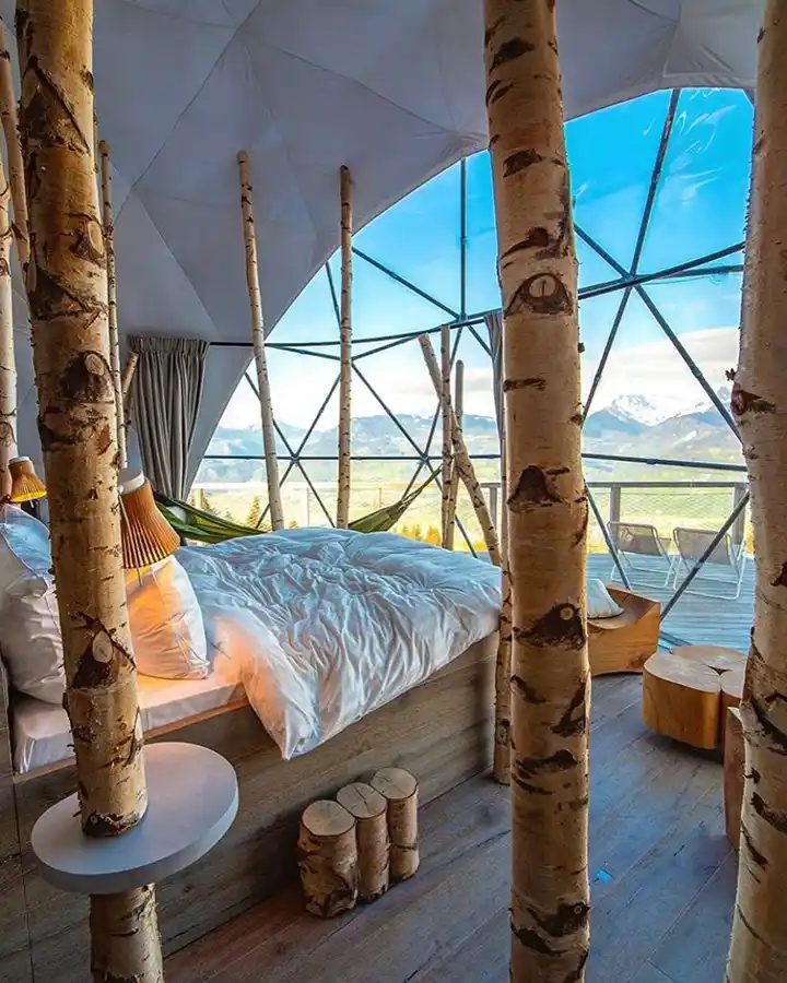 Intérieur d'un Pod, Valais, Alpes suisses © Whitepod