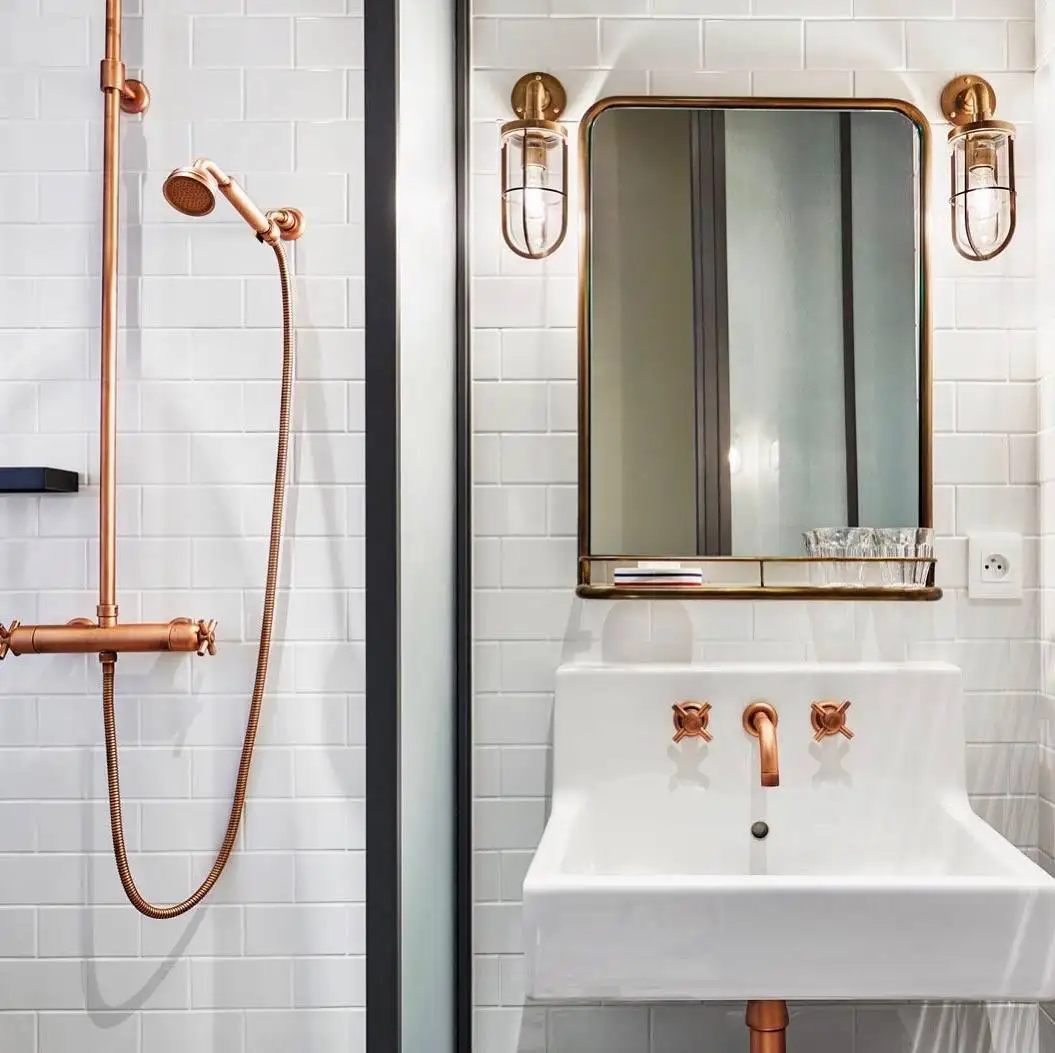 Salle de bain style indus, Hôtel Hoxton Paris, France © the hoxton