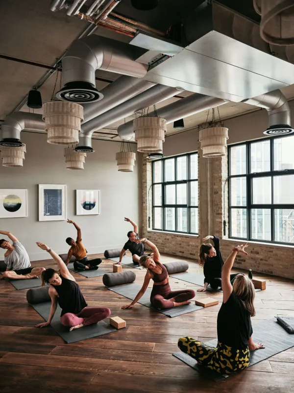 Séance de yoga, Hoxton Southwark, Londres, Angleterre © the hoxton